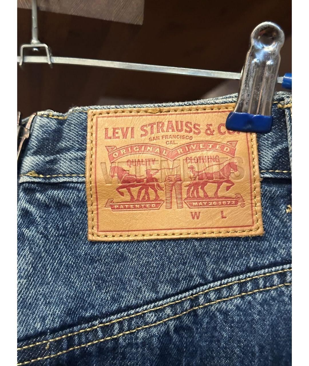 VETEMENTS Синие хлопковые джинсы слим, фото 5