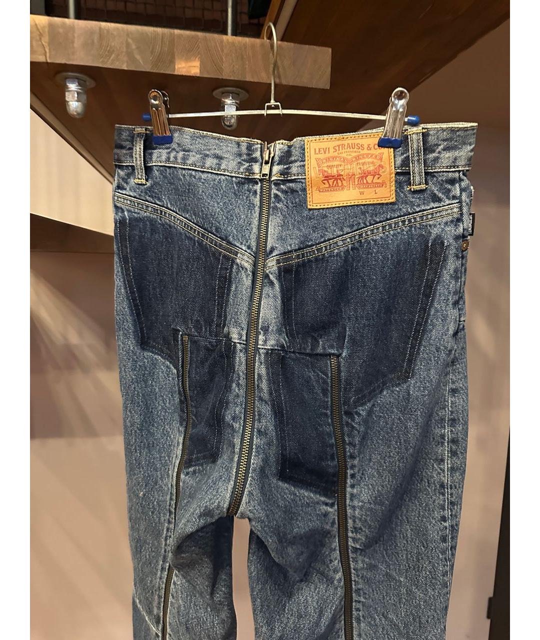 VETEMENTS Синие хлопковые джинсы слим, фото 4