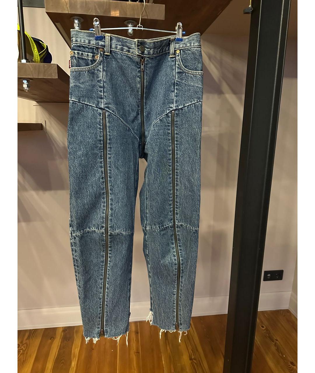 VETEMENTS Синие хлопковые джинсы слим, фото 8