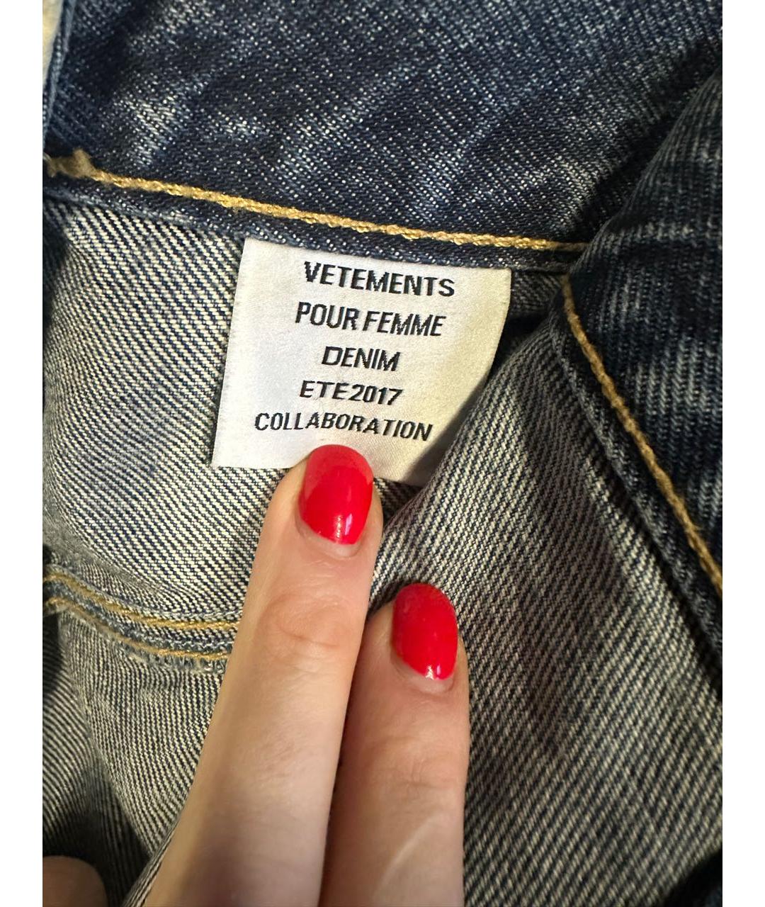 VETEMENTS Синие хлопковые джинсы слим, фото 6