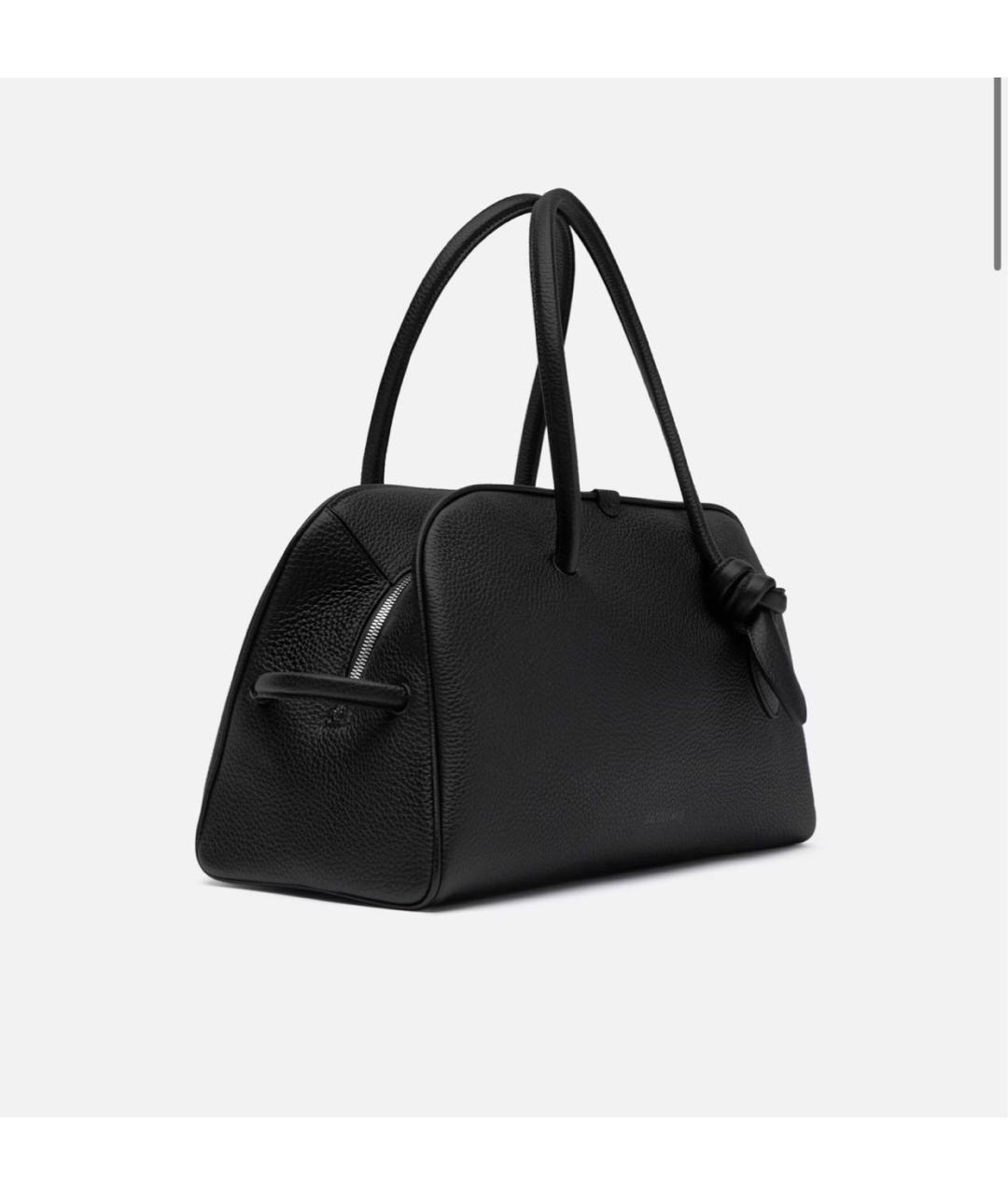 JACQUEMUS Черная кожаная сумка тоут, фото 4