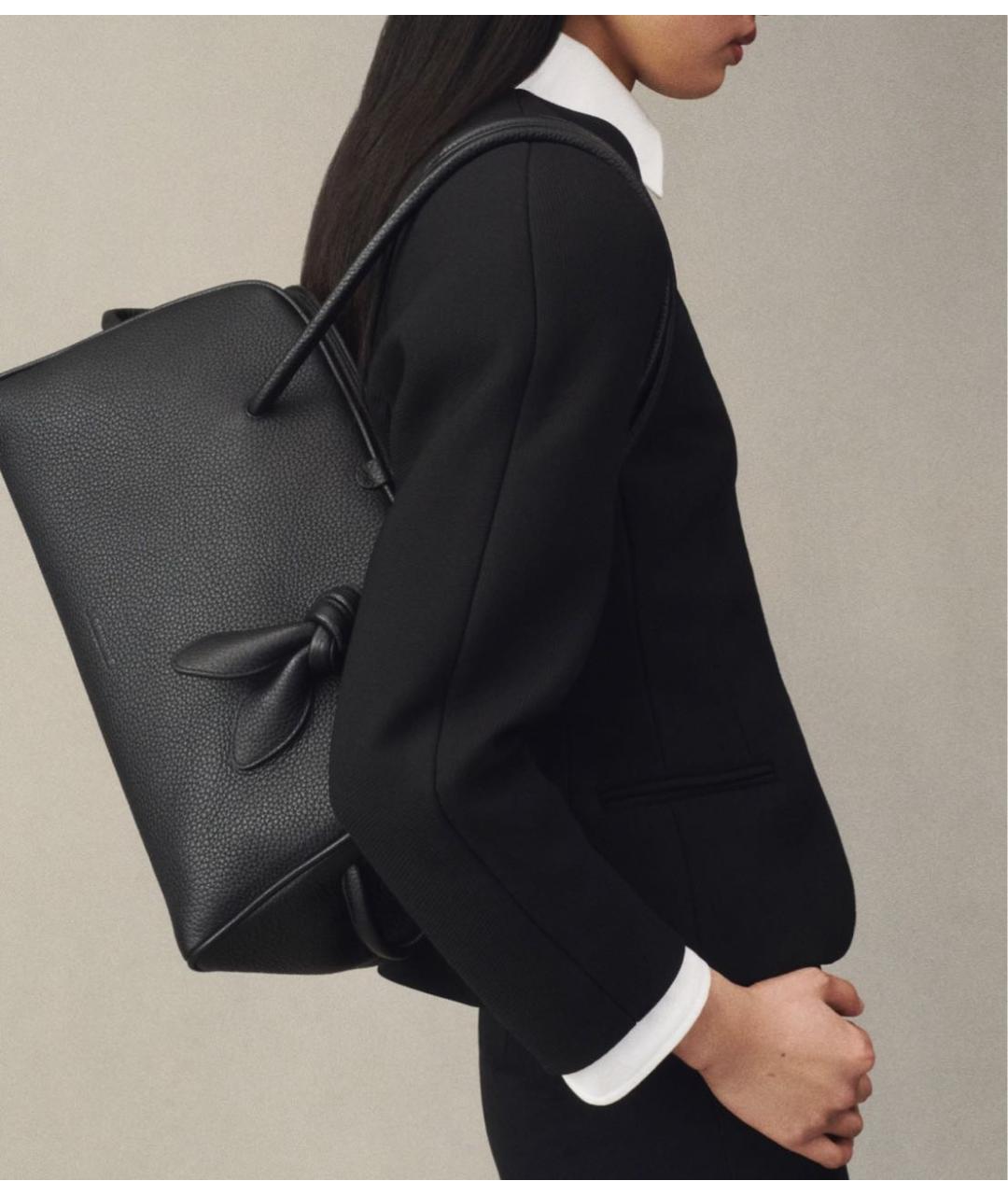 JACQUEMUS Черная кожаная сумка тоут, фото 3