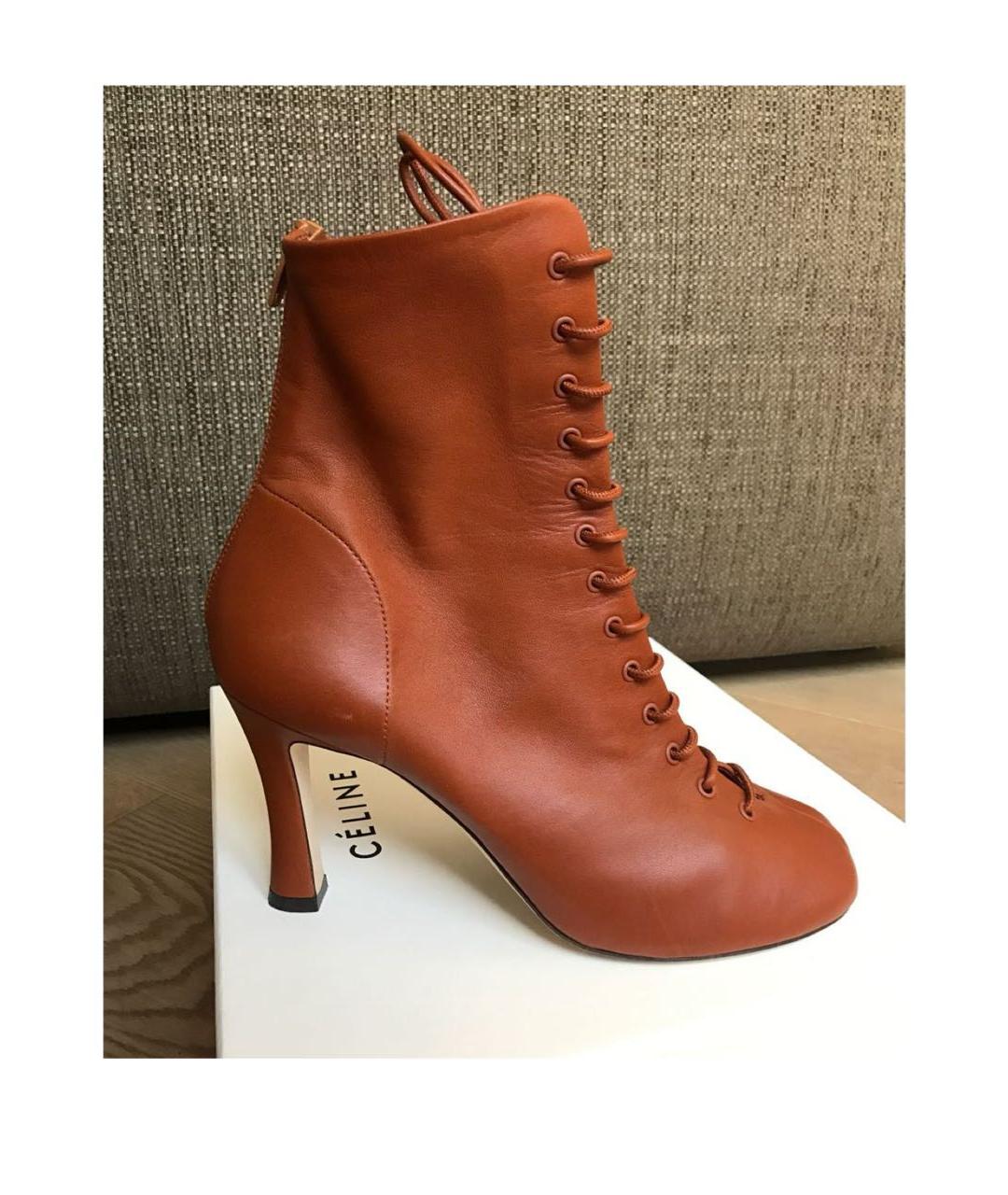 CELINE Коричневые кожаные ботильоны, фото 2