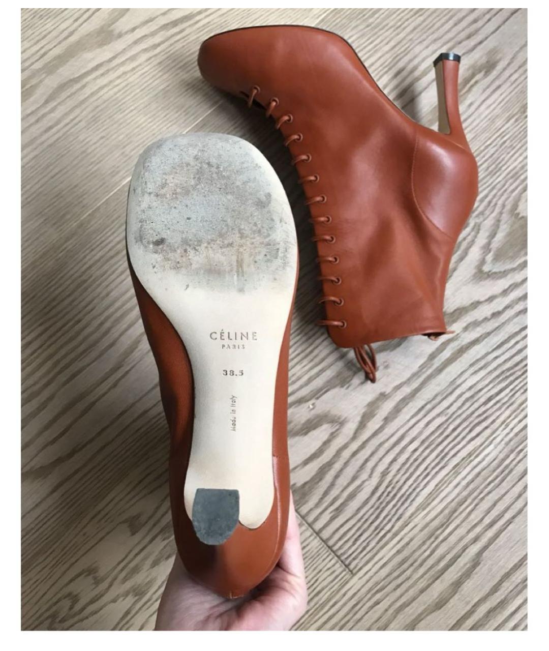 CELINE Коричневые кожаные ботильоны, фото 3