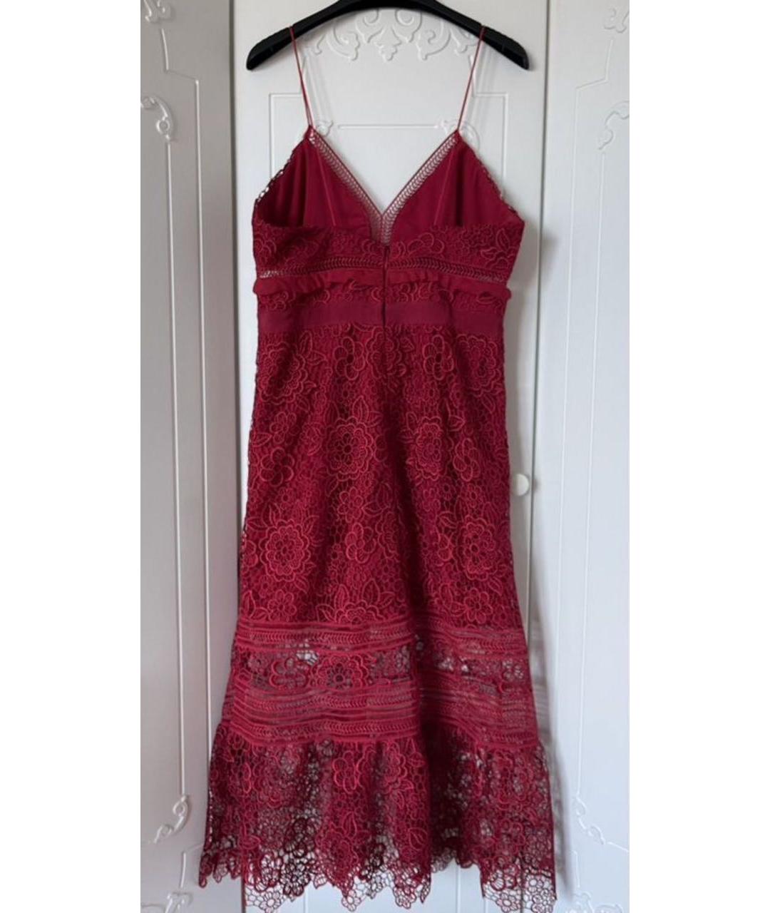 SELF-PORTRAIT Красное кружевное коктейльное платье, фото 2