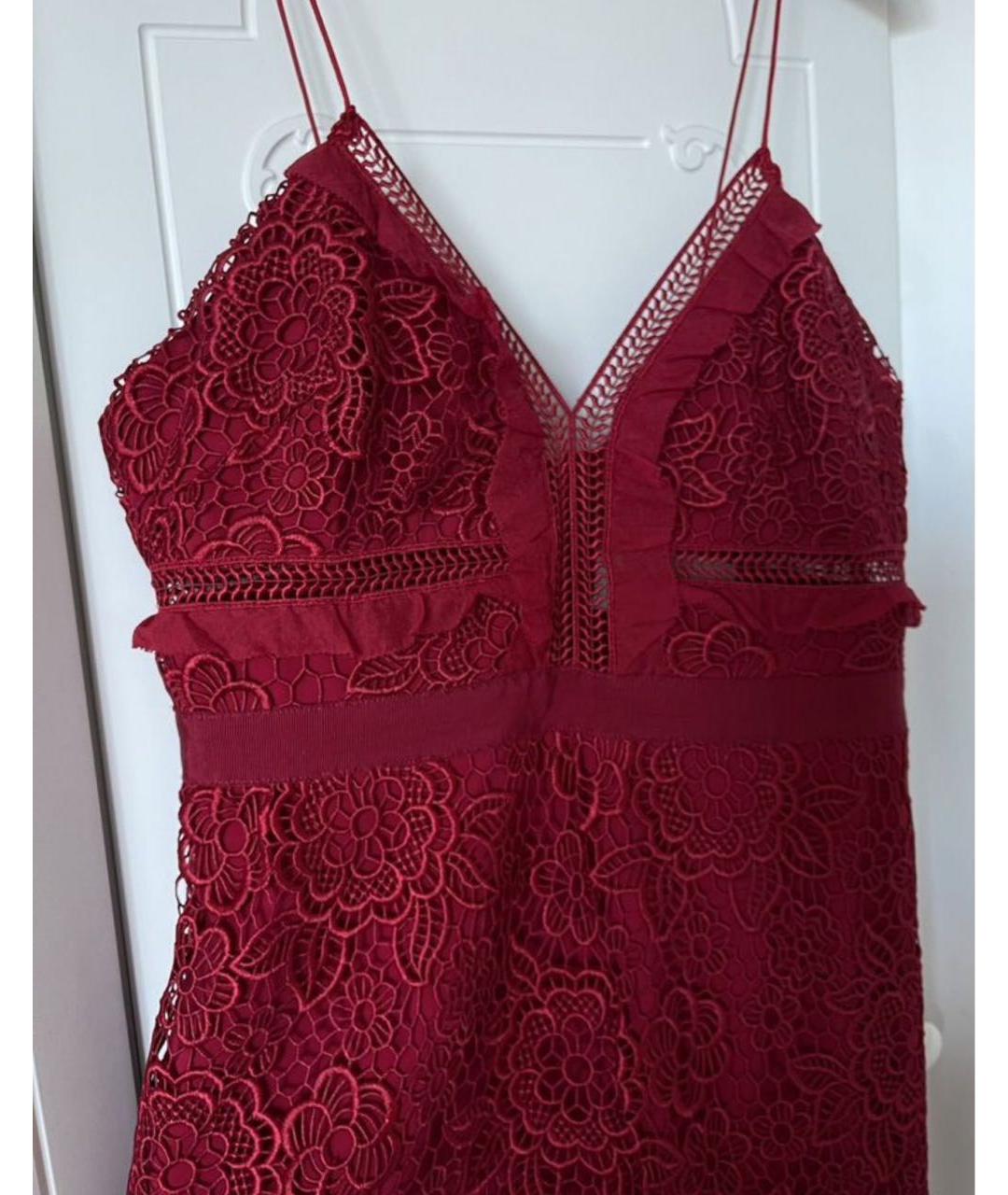 SELF-PORTRAIT Красное кружевное коктейльное платье, фото 3