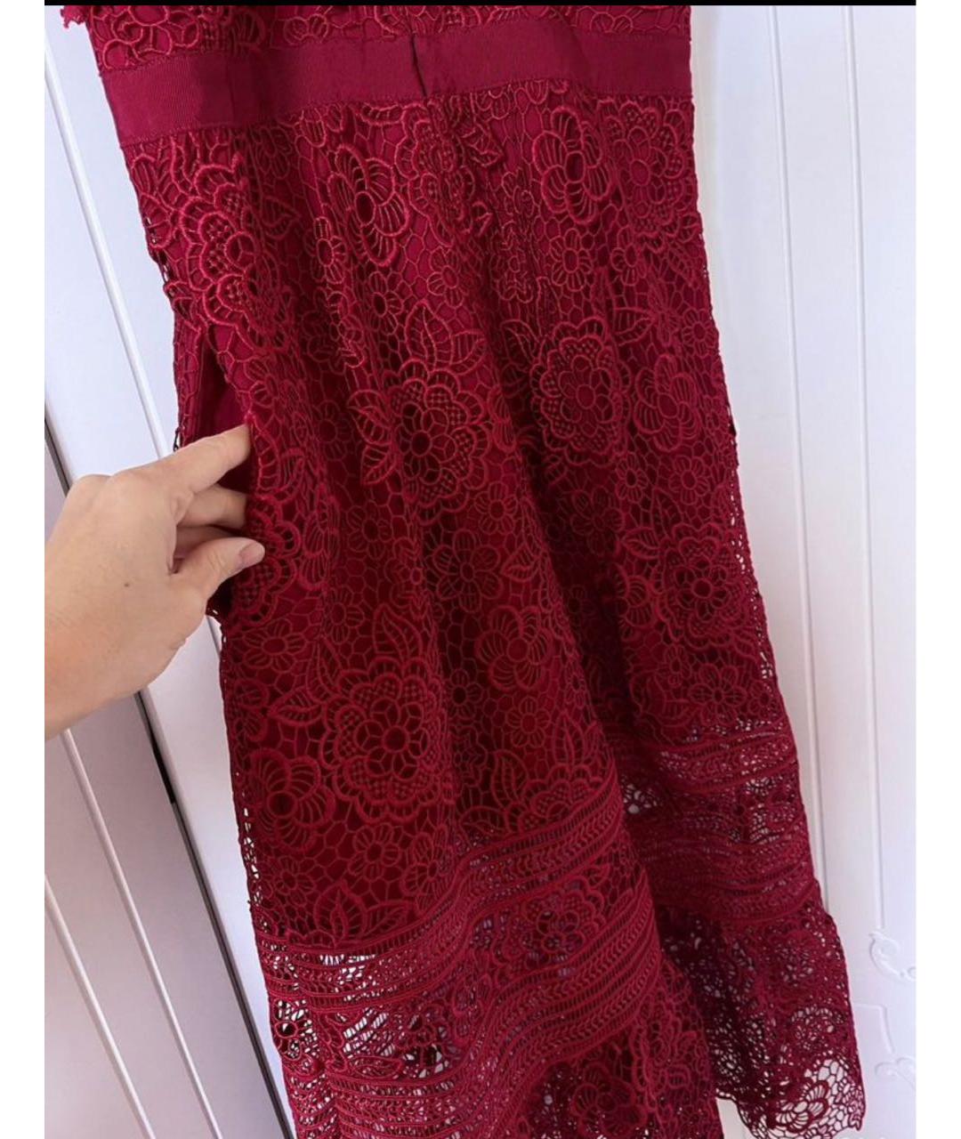 SELF-PORTRAIT Красное кружевное коктейльное платье, фото 5