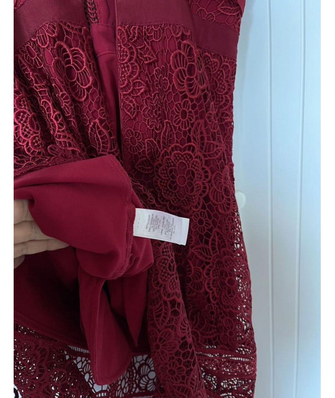 SELF-PORTRAIT Красное кружевное коктейльное платье, фото 6