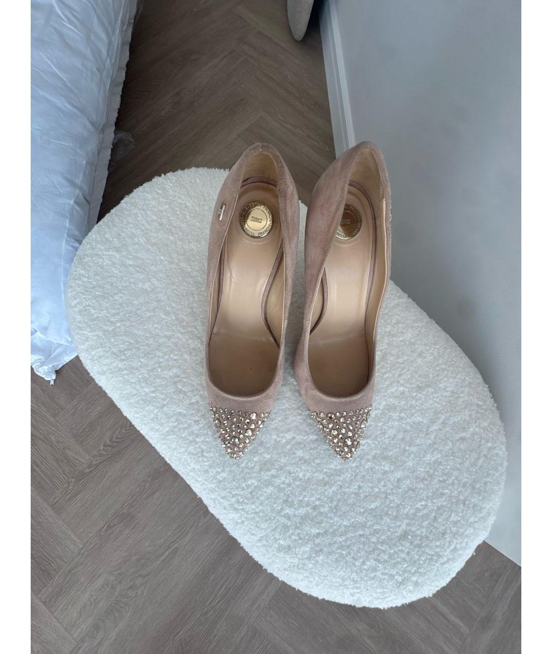 ELISABETTA FRANCHI Бежевые замшевые туфли, фото 3