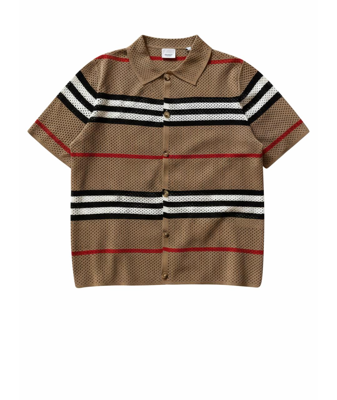 BURBERRY Коричневая хлопковая классическая рубашка, фото 1