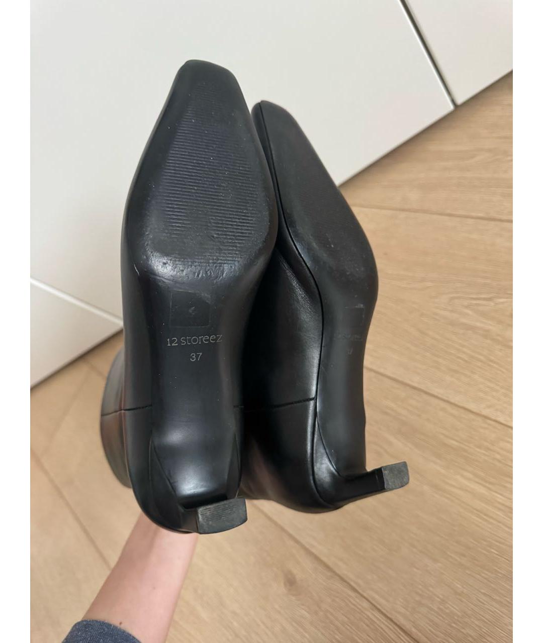 12 STOREEZ Черные кожаные ботильоны, фото 6