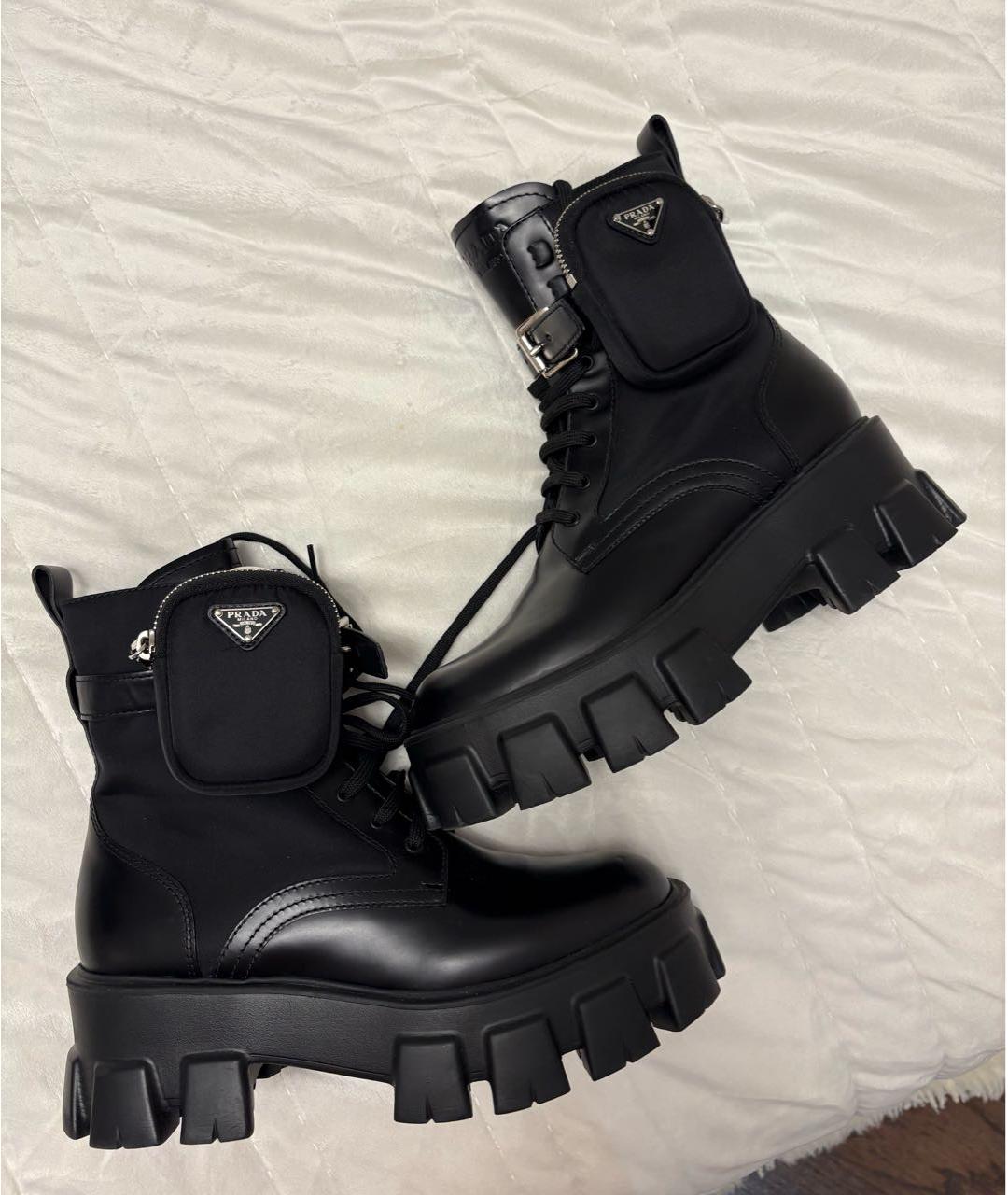 PRADA Черные кожаные ботинки, фото 4