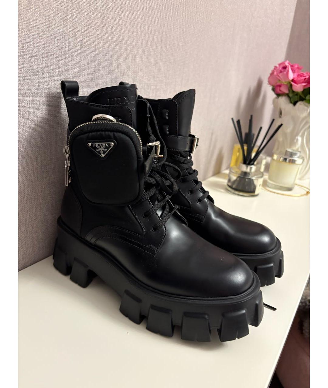 PRADA Черные кожаные ботинки, фото 2