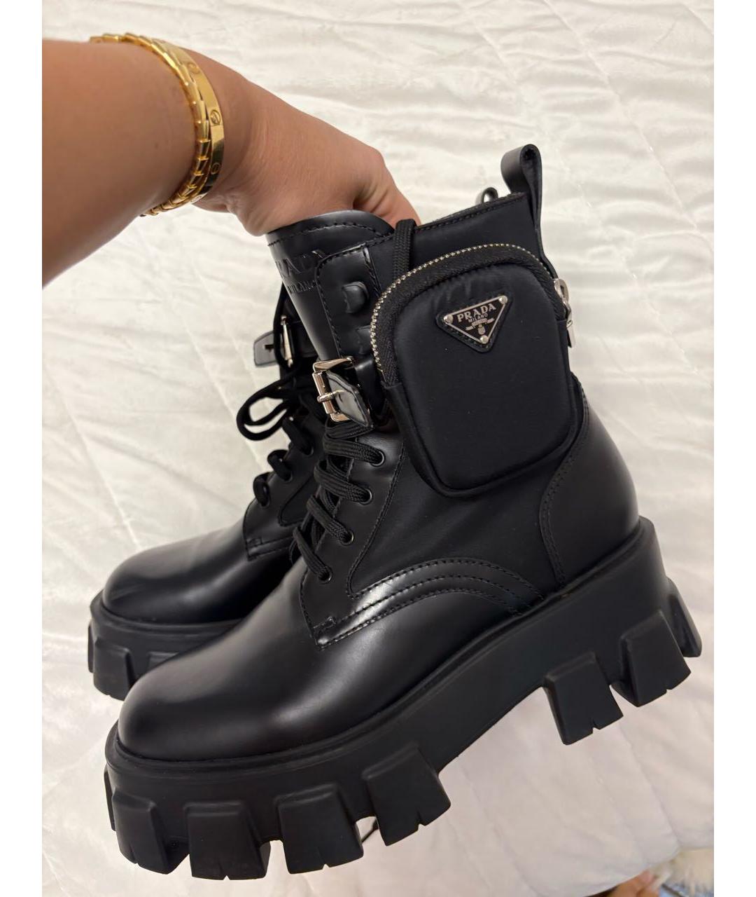 PRADA Черные кожаные ботинки, фото 3