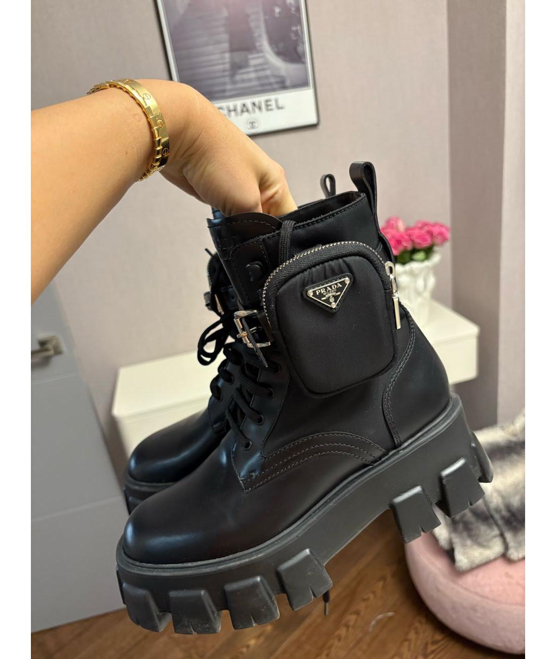 PRADA Черные кожаные ботинки, фото 5