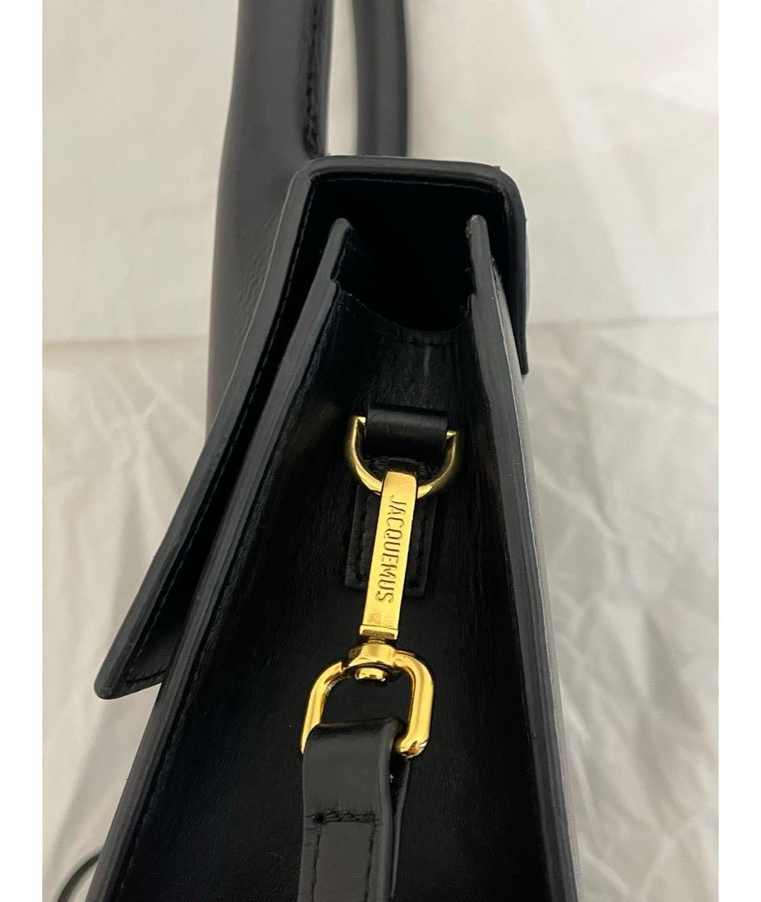 JACQUEMUS Черная кожаная сумка через плечо, фото 5