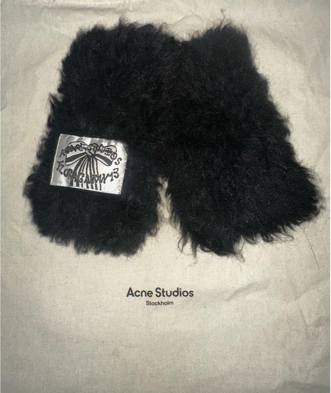 ACNE STUDIOS Черные шерстяные митенки, фото 2