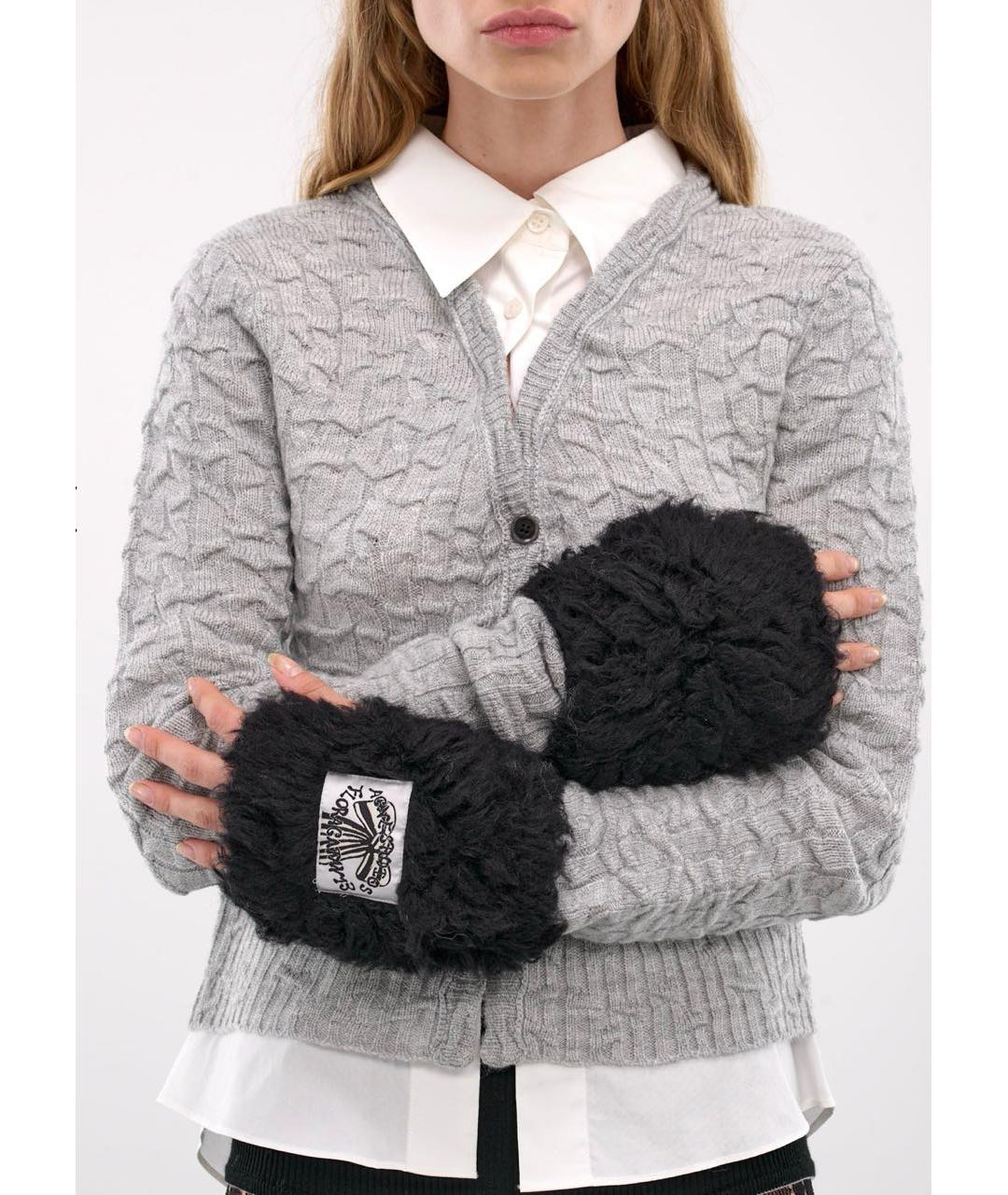 ACNE STUDIOS Черные шерстяные митенки, фото 6