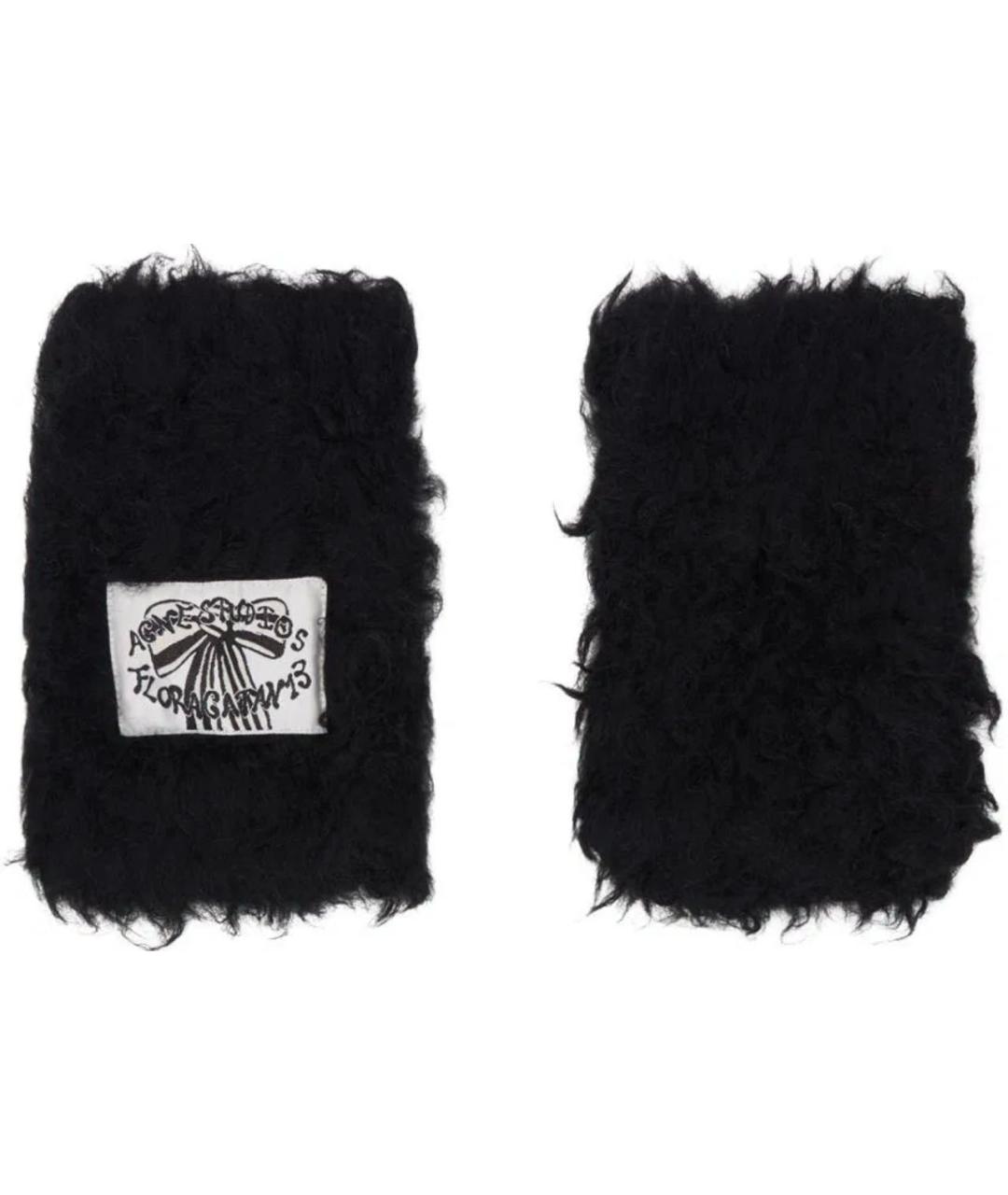 ACNE STUDIOS Черные шерстяные митенки, фото 1