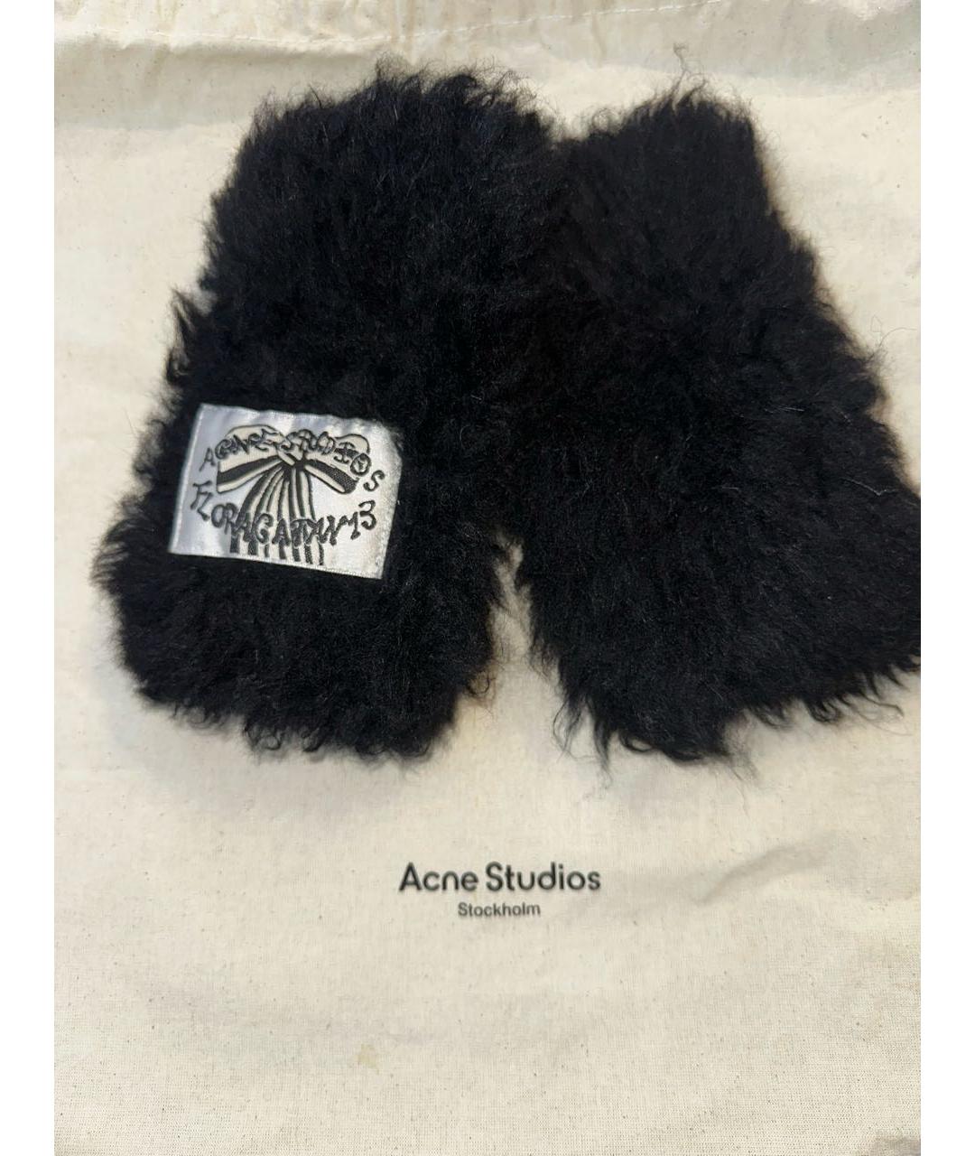 ACNE STUDIOS Черные шерстяные митенки, фото 3