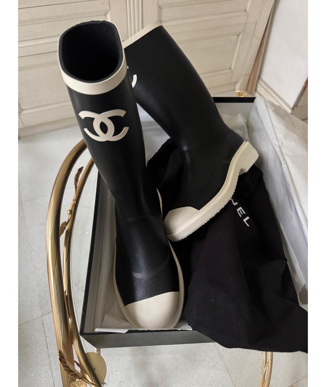 CHANEL Черные резиновые сапоги, фото 3