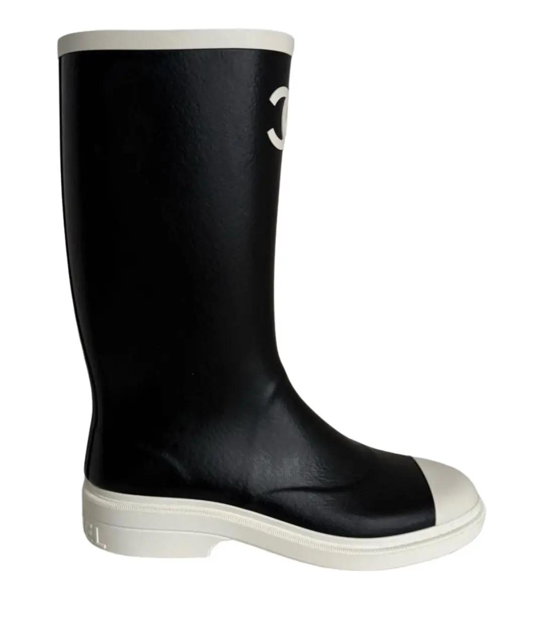 CHANEL Черные резиновые сапоги, фото 1