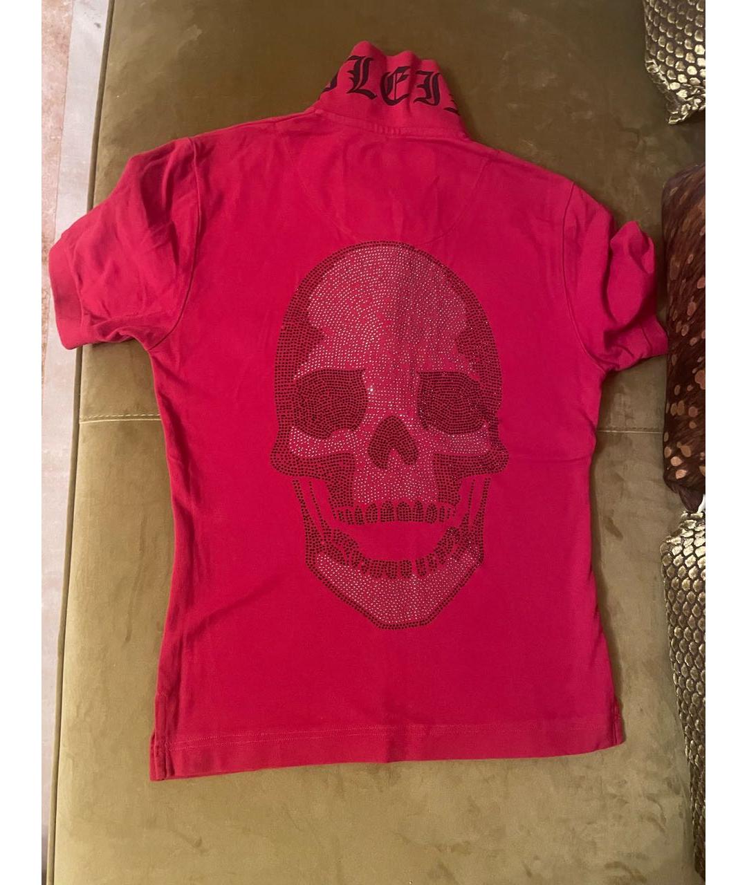 PHILIPP PLEIN Красное хлопковое поло с коротким рукавом, фото 2