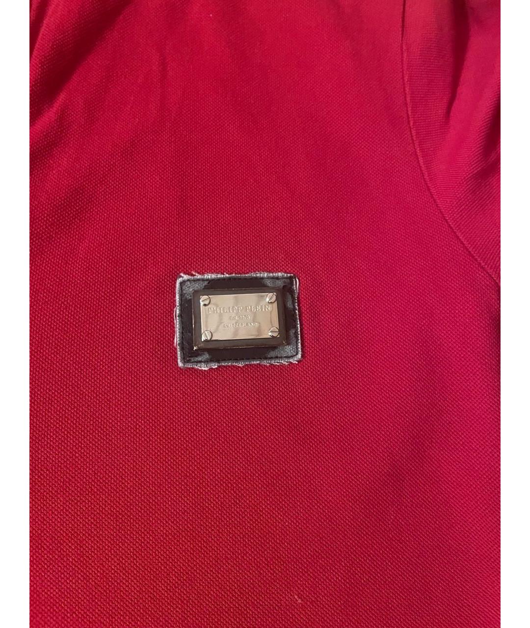PHILIPP PLEIN Красное хлопковое поло с коротким рукавом, фото 3