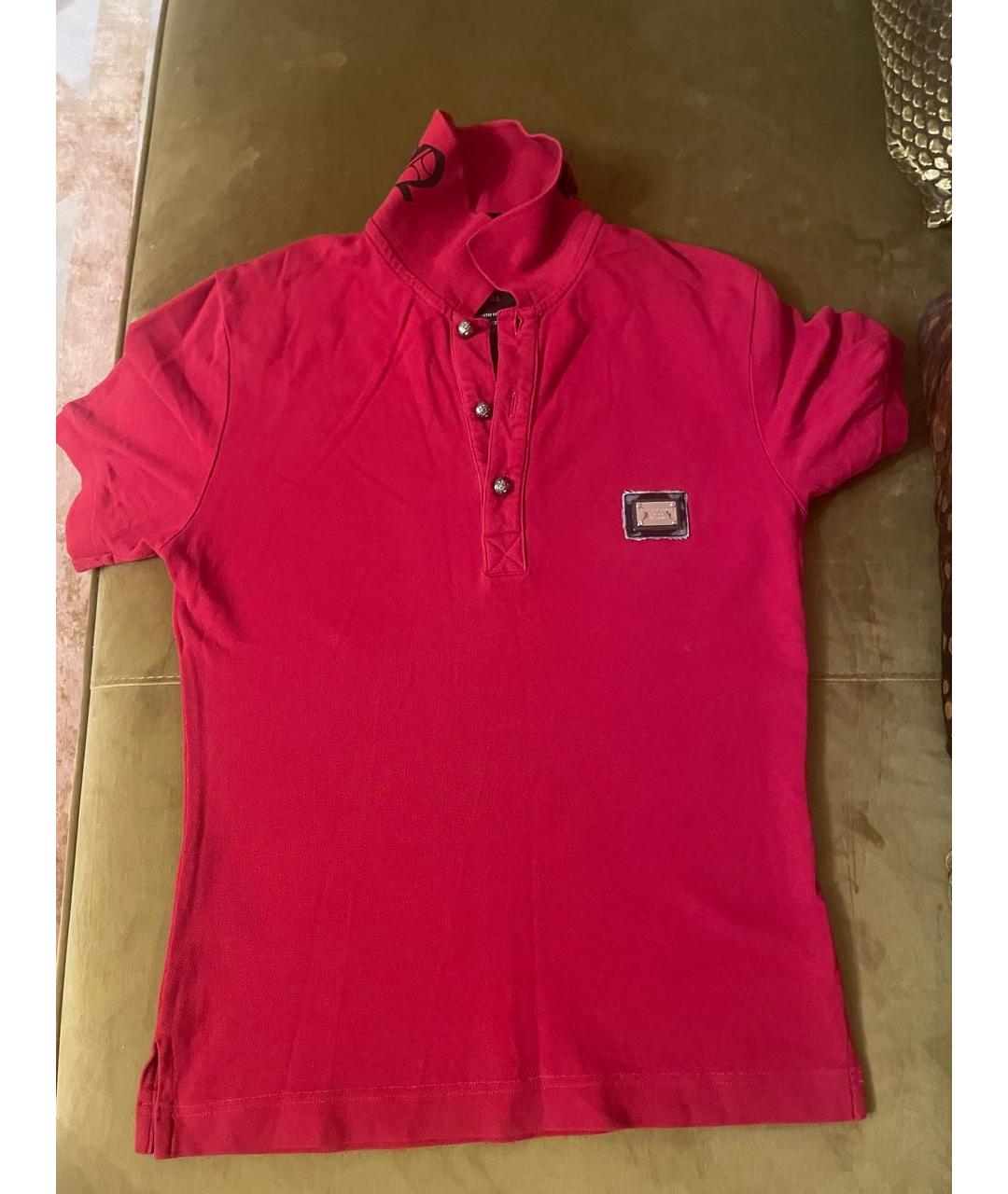 PHILIPP PLEIN Красное хлопковое поло с коротким рукавом, фото 4