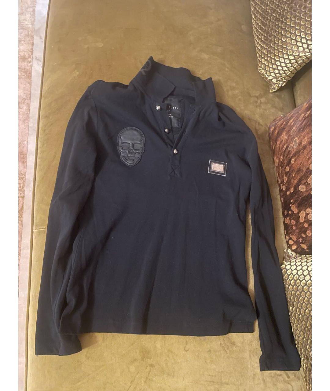 PHILIPP PLEIN Черное хлопковое поло с длинным рукавом, фото 3