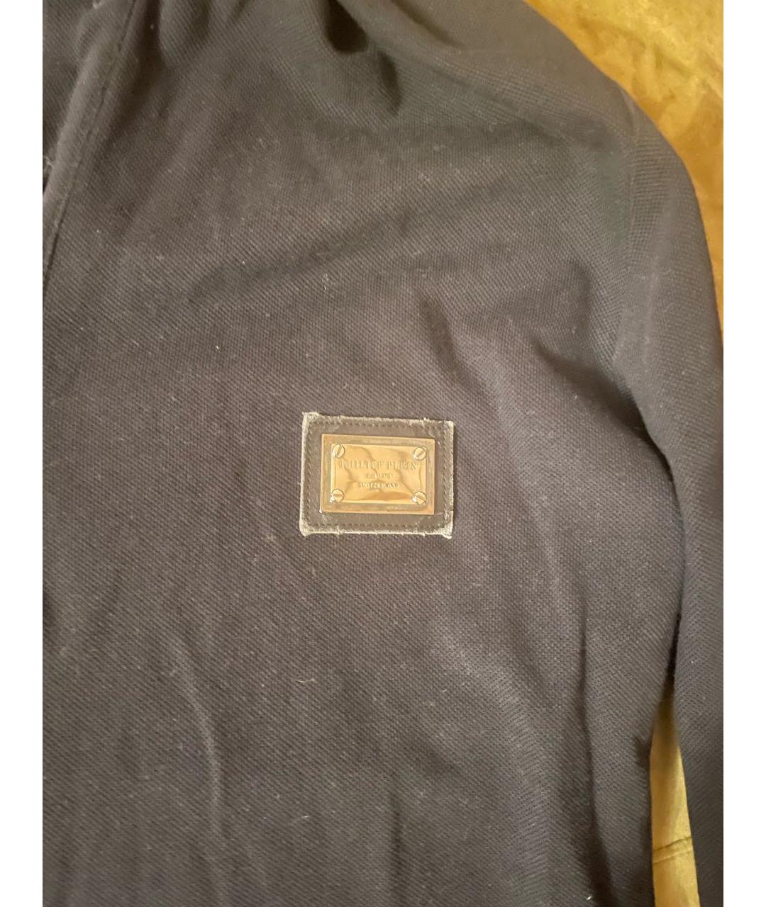 PHILIPP PLEIN Черное хлопковое поло с длинным рукавом, фото 2