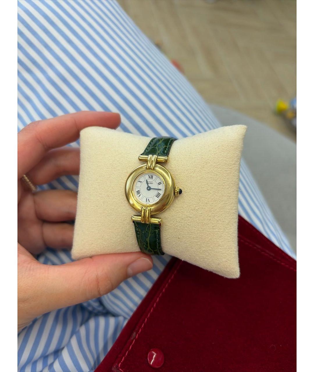 CARTIER Зеленые позолоченные часы, фото 3