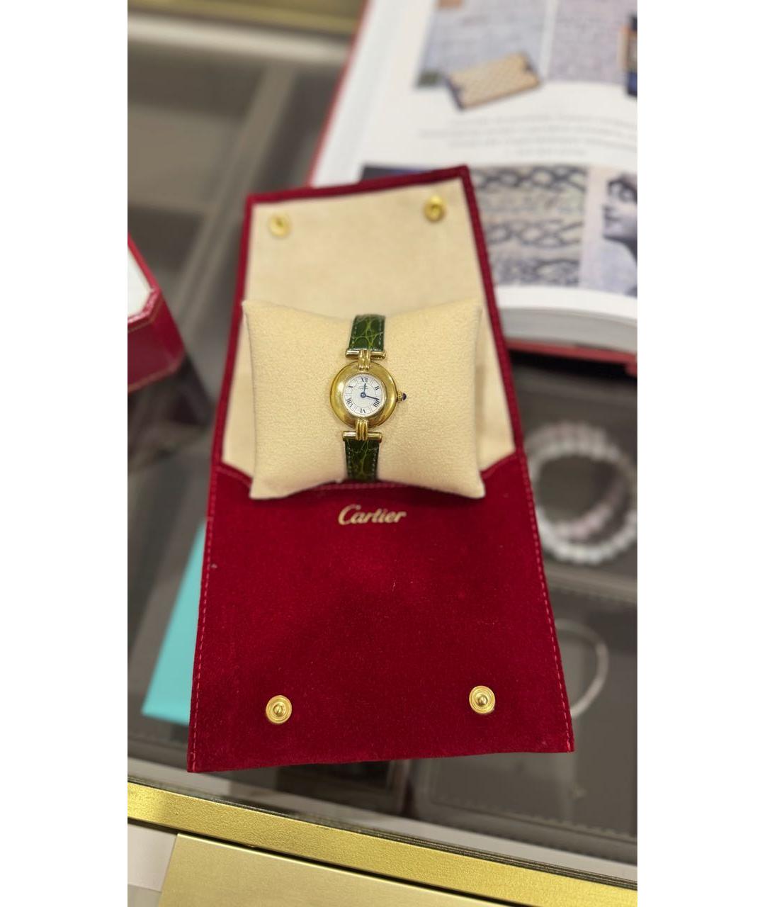 CARTIER Зеленые позолоченные часы, фото 2