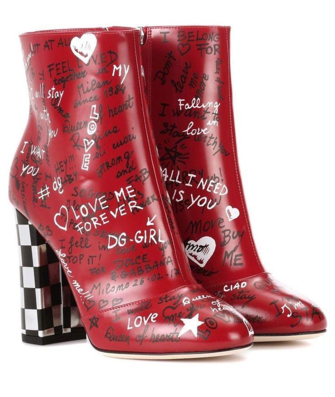 DOLCE&GABBANA Красные кожаные ботильоны, фото 5