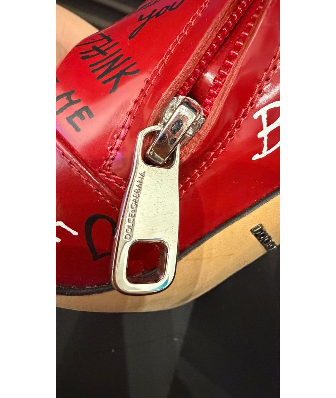 DOLCE&GABBANA Красные кожаные ботильоны, фото 7