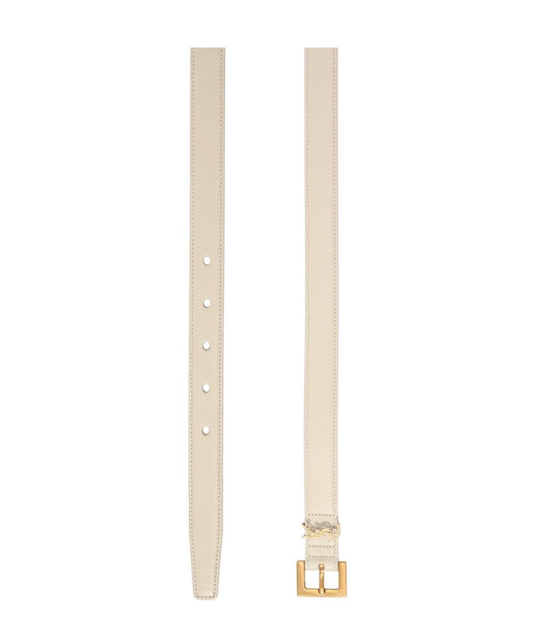 SAINT LAURENT Белый кожаный ремень, фото 3