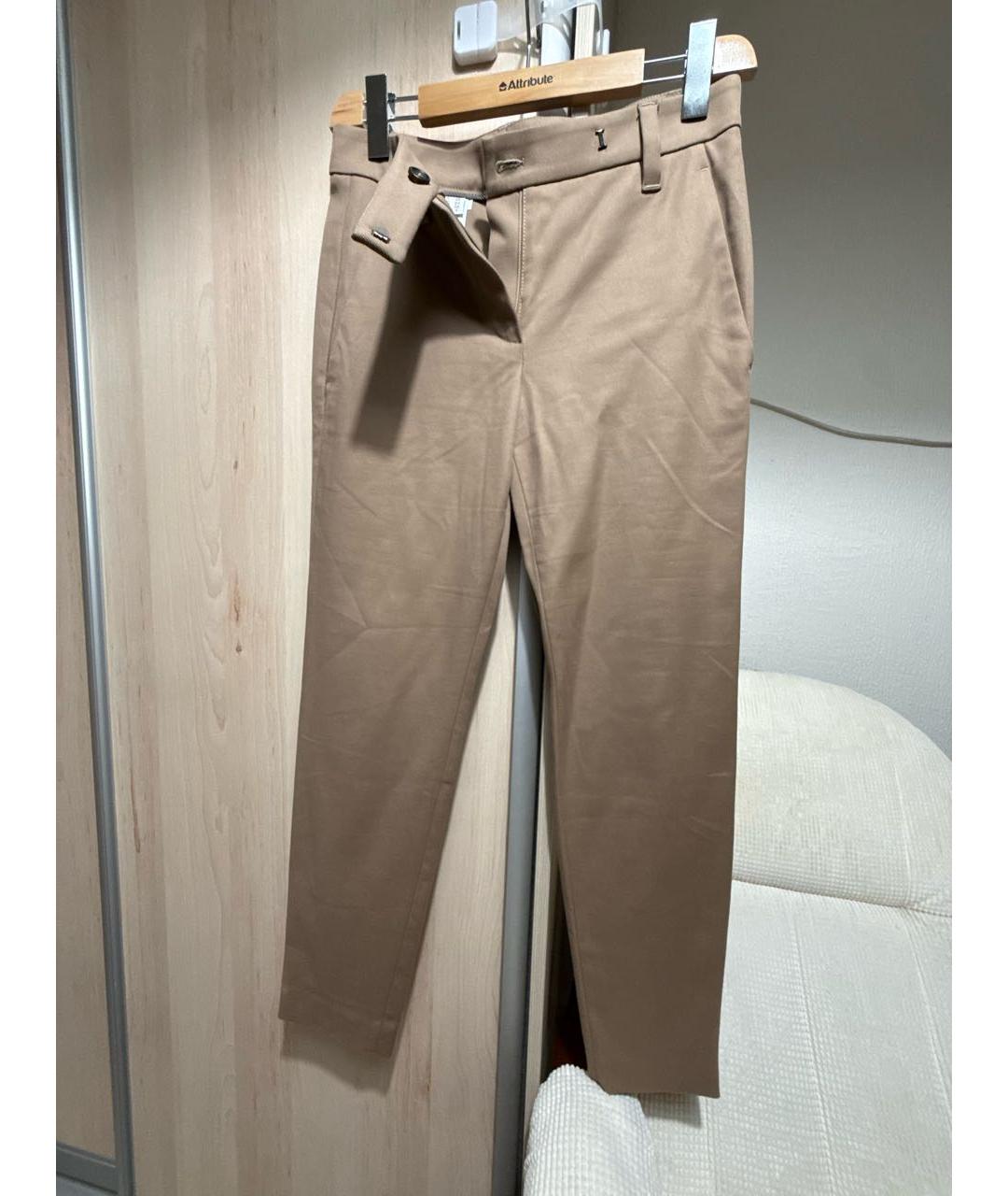 BRUNELLO CUCINELLI Коричневые хлопковые брюки узкие, фото 4