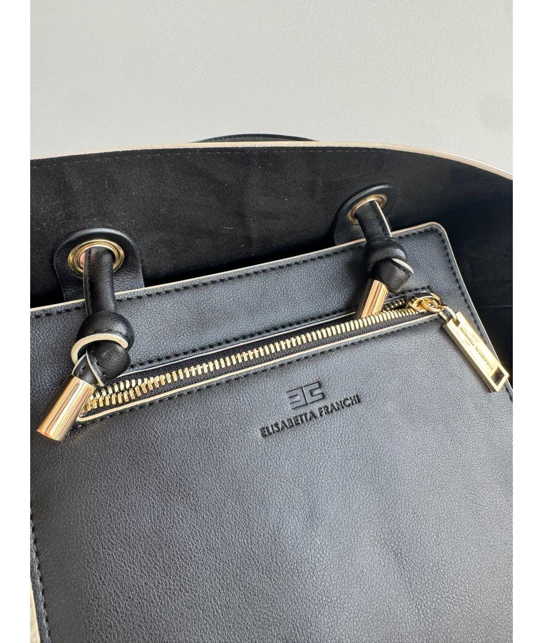 ELISABETTA FRANCHI Черная сумка тоут из искусственной кожи, фото 5