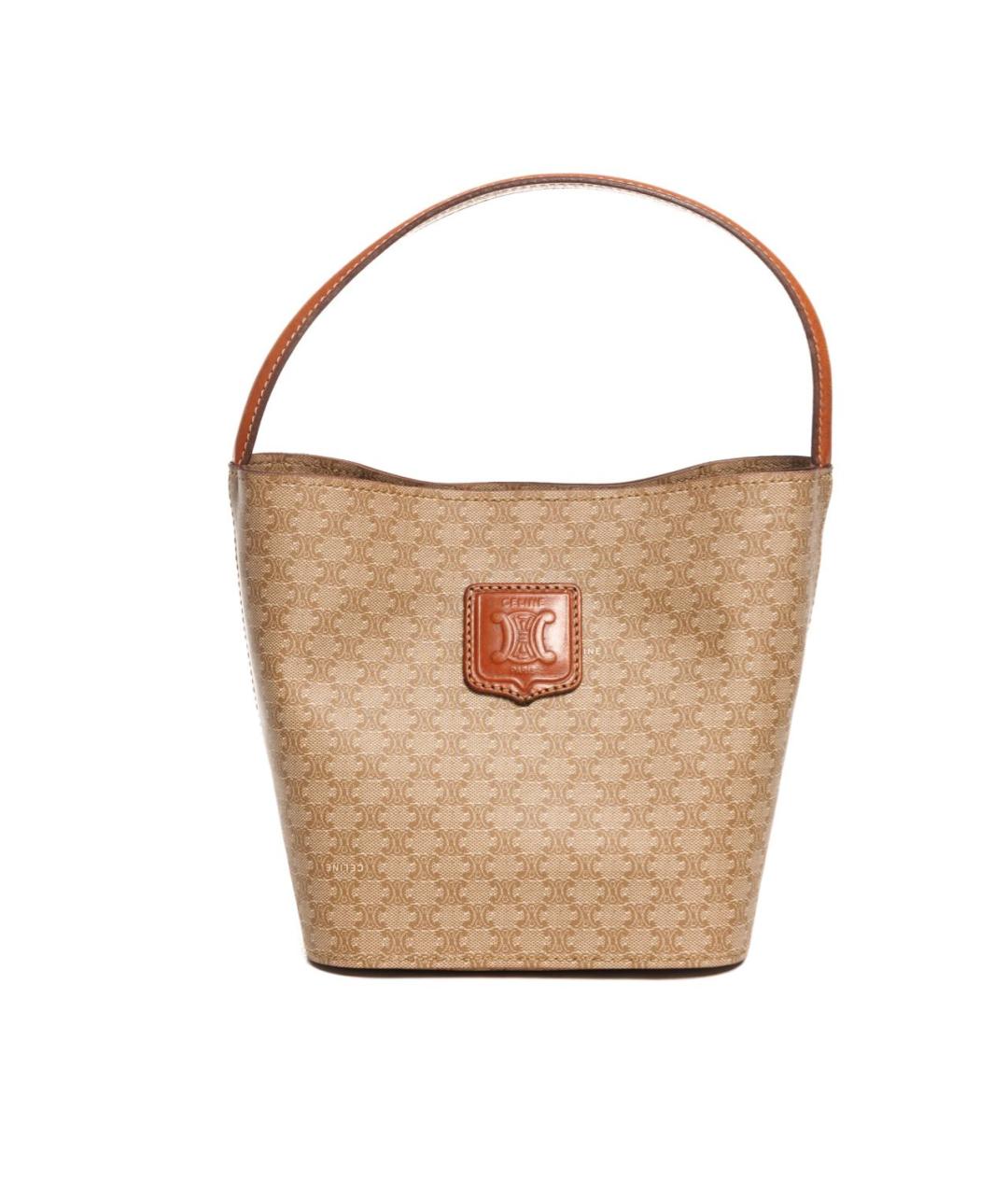 CELINE Бежевая кожаная сумка через плечо, фото 9