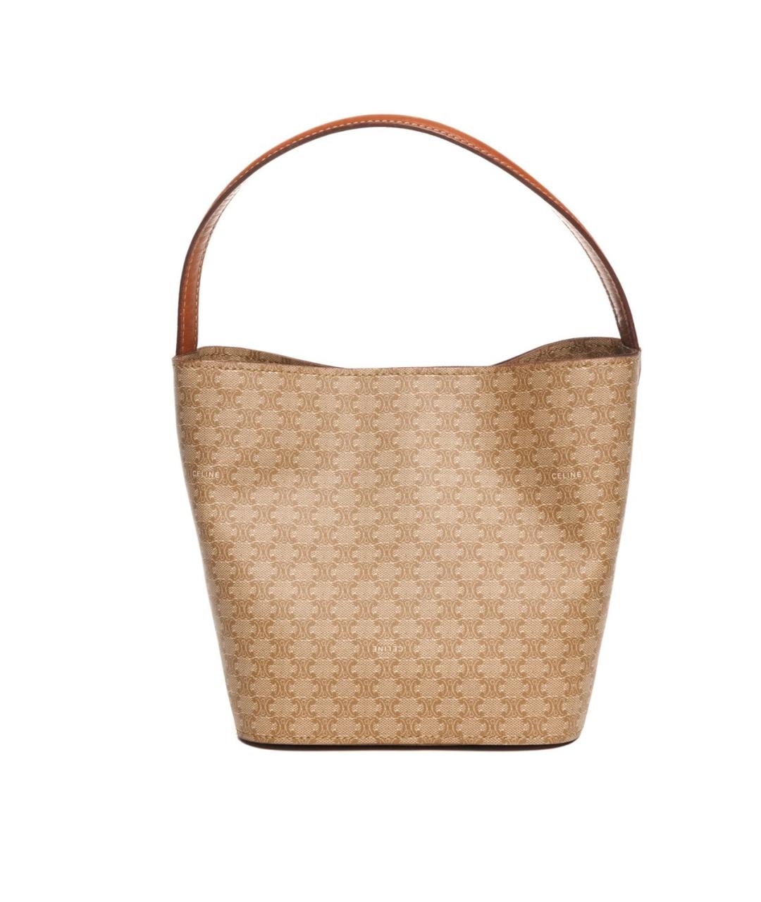 CELINE Бежевая кожаная сумка через плечо, фото 2