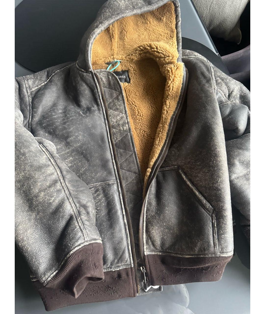 BALENCIAGA Коричневая кожаная дубленка, фото 5