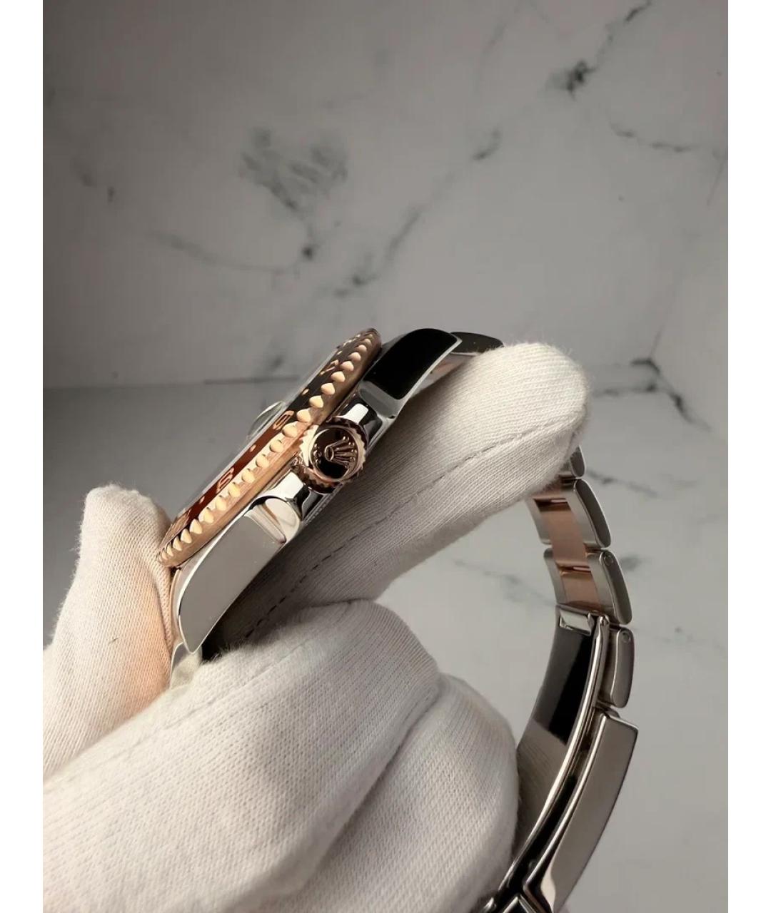 ROLEX Черные часы из розового золота, фото 3