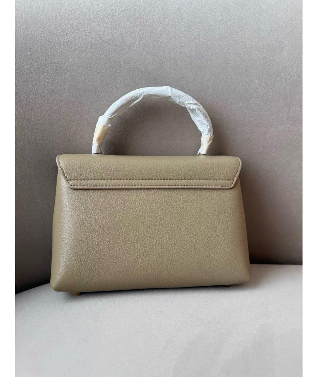 CELINE Бежевая кожаная сумка с короткими ручками, фото 4