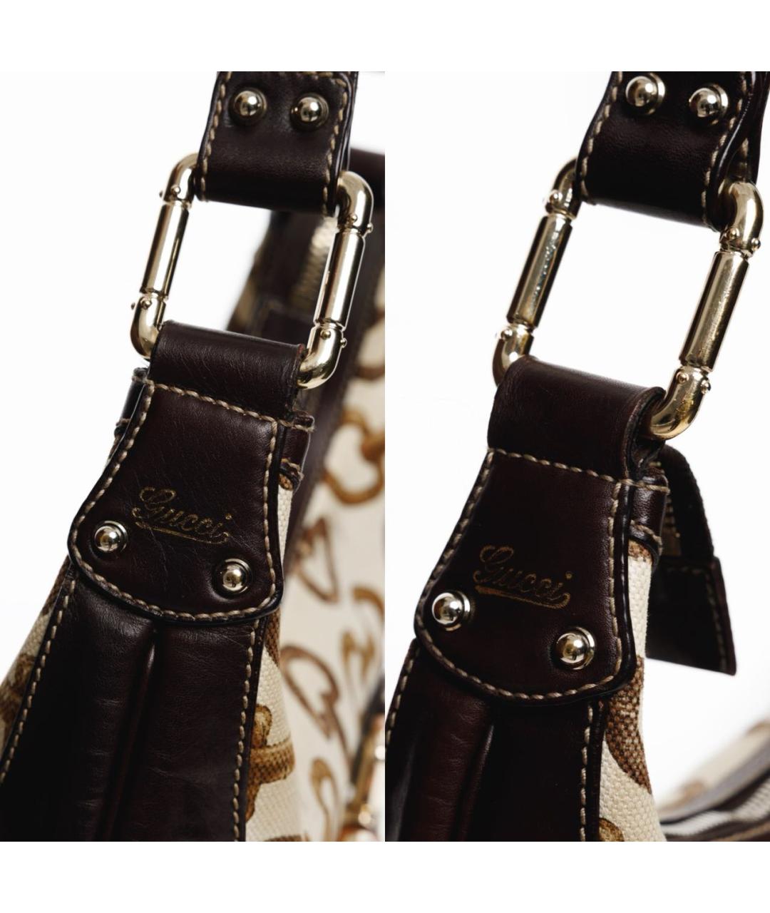 GUCCI Бежевая деним сумка с короткими ручками, фото 6