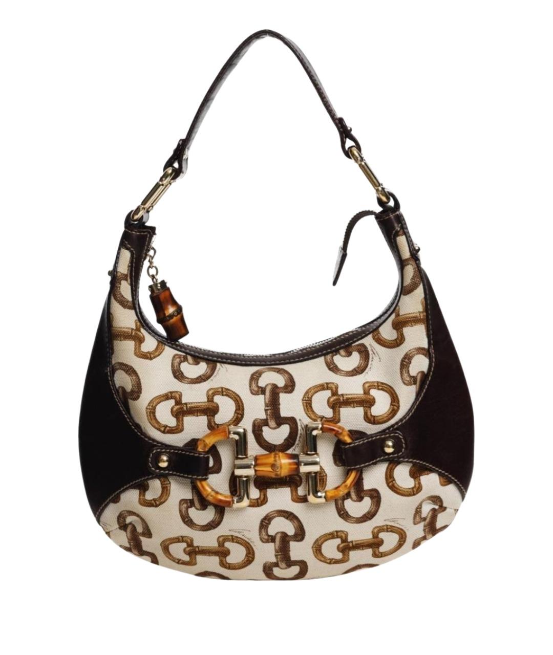 GUCCI Бежевая деним сумка с короткими ручками, фото 1