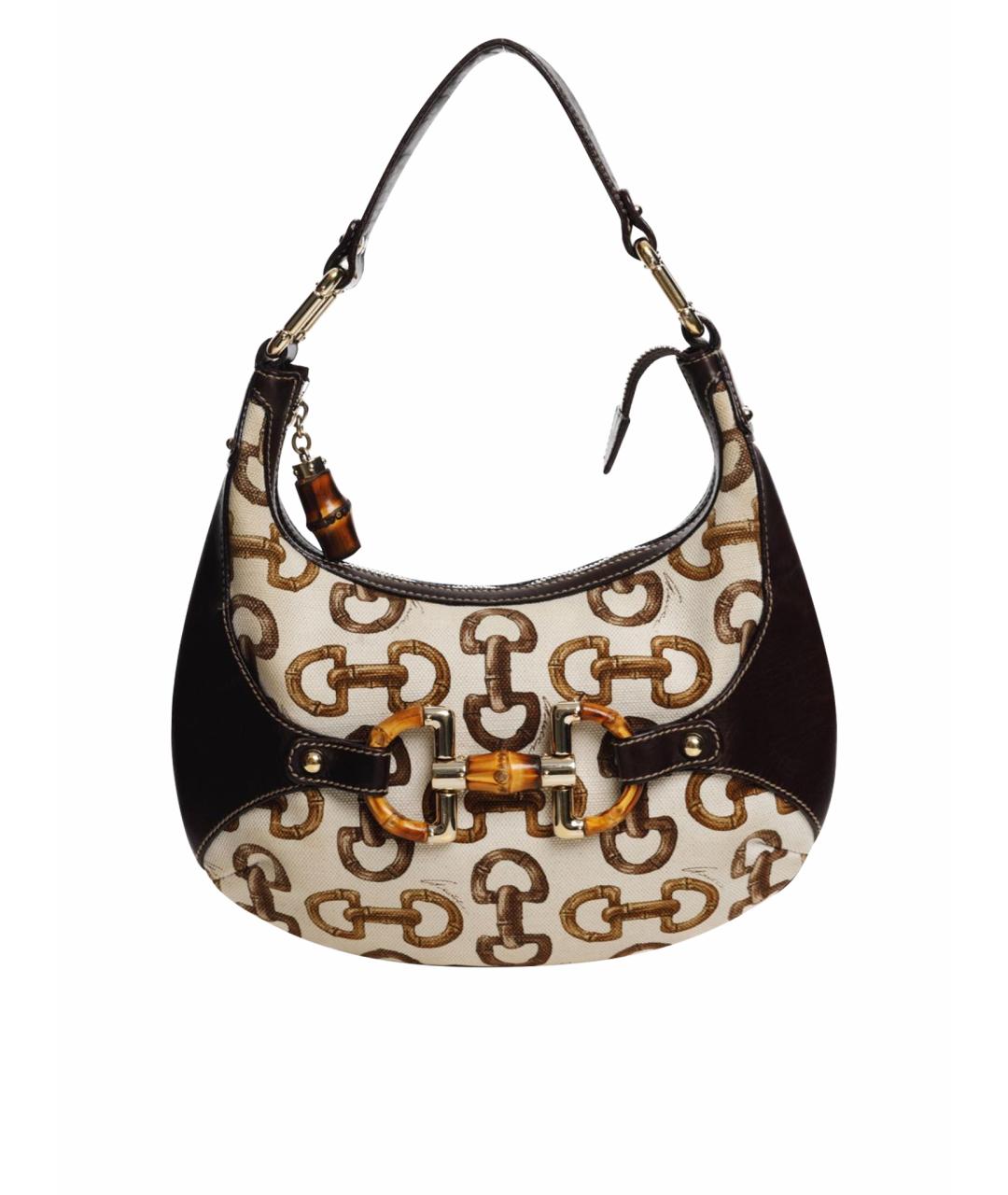 GUCCI Бежевая деним сумка с короткими ручками, фото 1