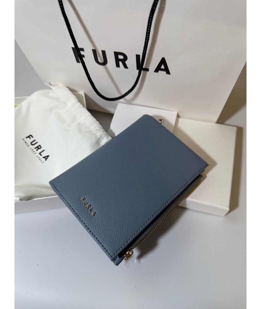 FURLA Голубой кожаный кошелек, фото 6