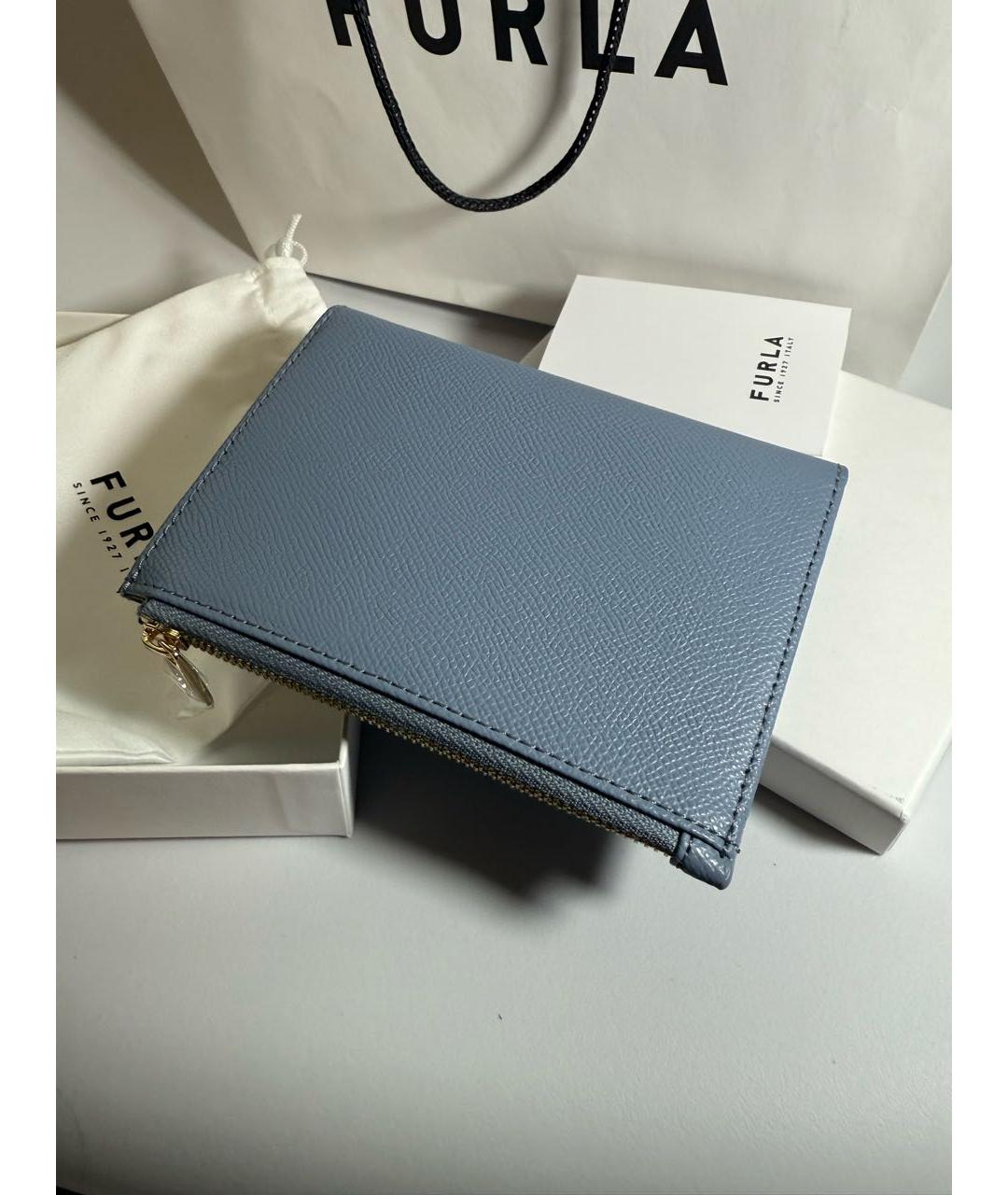 FURLA Голубой кожаный кошелек, фото 2