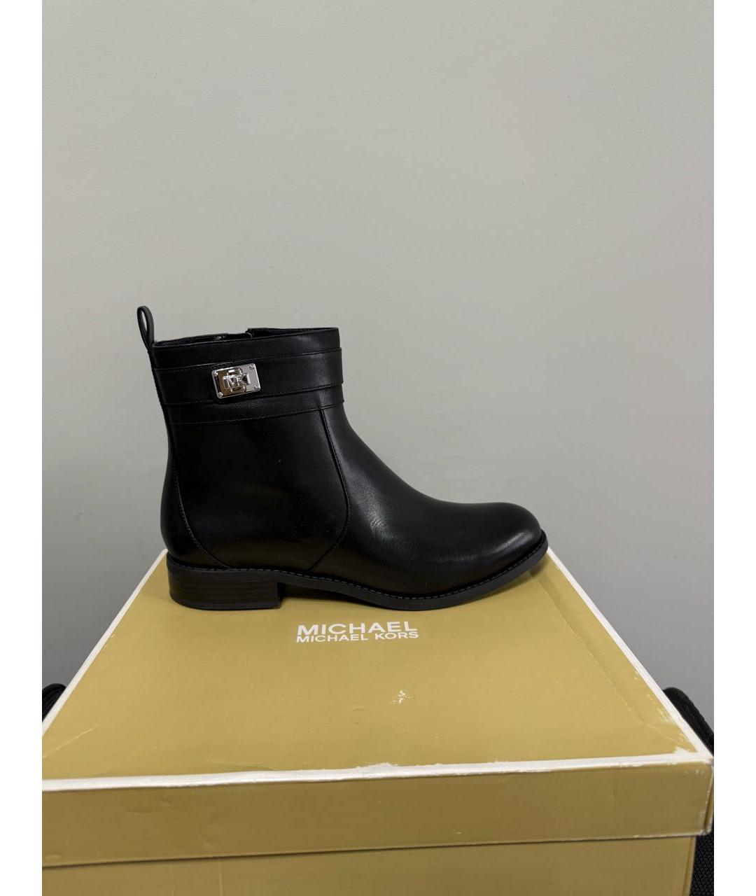 MICHAEL KORS Черные кожаные полусапоги, фото 5