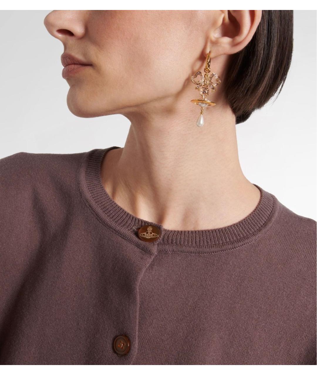 VIVIENNE WESTWOOD Золотые латунные серьги, фото 2